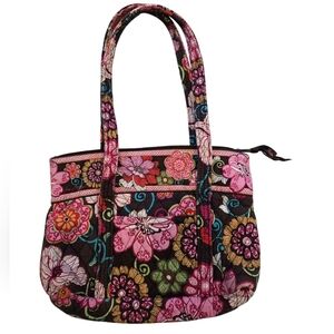 Vera Bradley Floral Pink Quilted Tote Shoulder Bag Purse